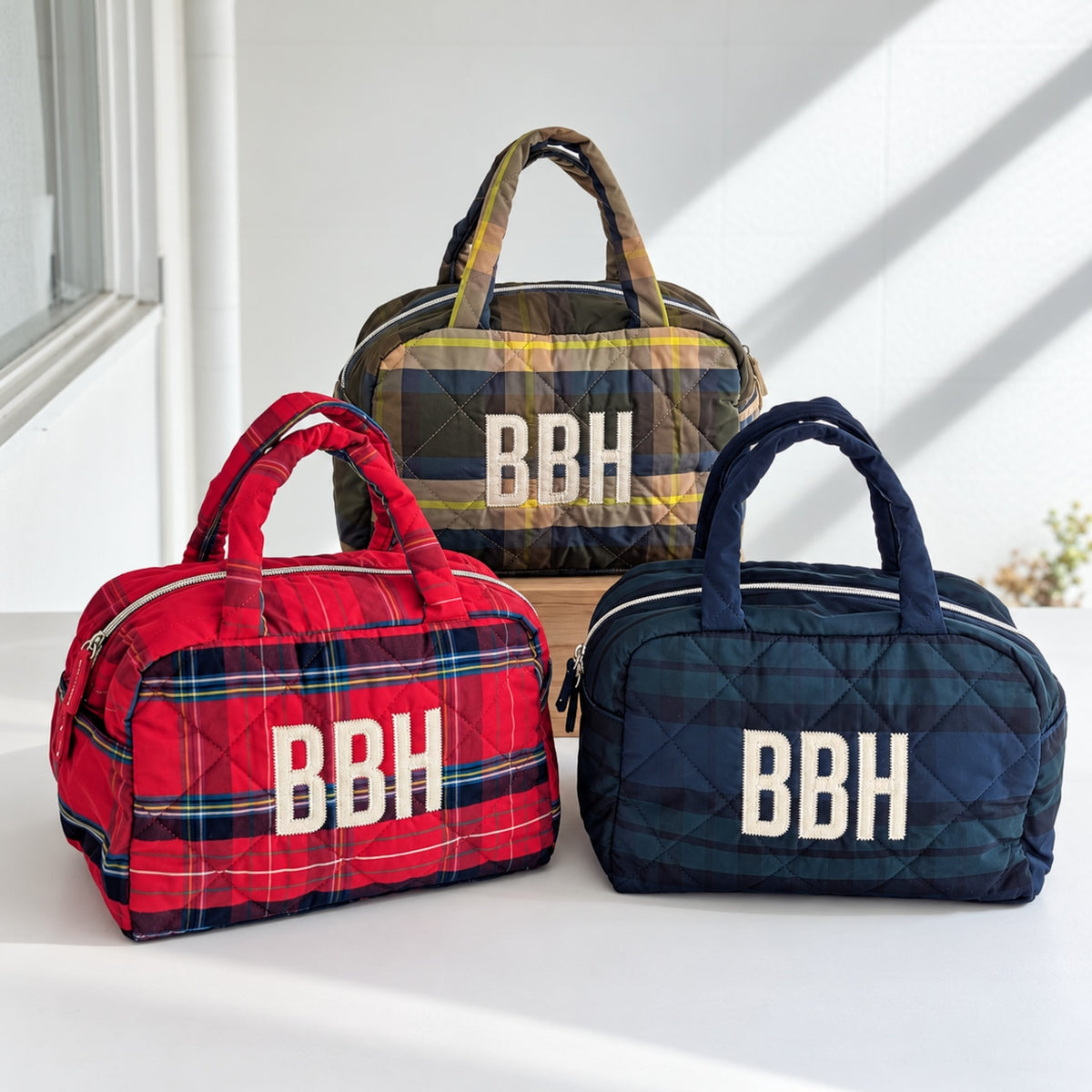 BBH　QUILTED MINI BOSTON BAG　CHECK